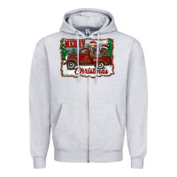 Heather Grey christmas truck with cows Zipper Hoodie - RanaPortraitStore