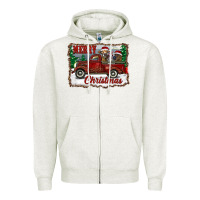 Oatmeal Heather christmas truck with cows Zipper Hoodie - RanaPortraitStore