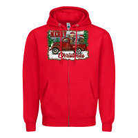 Red christmas truck with cows Zipper Hoodie - RanaPortraitStore