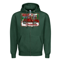 Sports Green christmas truck with cows Zipper Hoodie - RanaPortraitStore