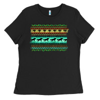 Black turquoise aztec bullskull and horse Ladies Tee - BarkalooDesign