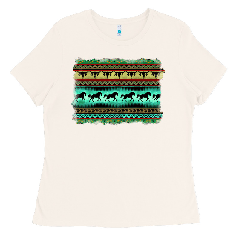Turquoise Aztec Bullskull And Horse Ladies Tee by BarkalooDesign | Teevron