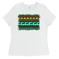 White turquoise aztec bullskull and horse Ladies Tee - BarkalooDesign