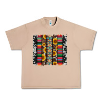 Burro cowhıde aztec serape wıth leopard and sunflowers brushstroke Urban Heavy Tee - Artiststas