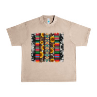 French Oak cowhıde aztec serape wıth leopard and sunflowers brushstroke Urban Heavy Tee - Artiststas