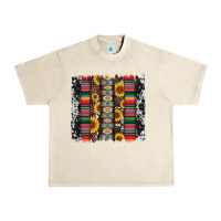 Sandshell cowhıde aztec serape wıth leopard and sunflowers brushstroke Urban Heavy Tee - Artiststas