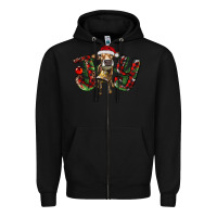Black christmas joy with heifer Zipper Hoodie - RanaPortraitStore