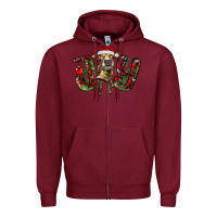 Burgundy christmas joy with heifer Zipper Hoodie - RanaPortraitStore