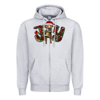 Heather Grey christmas joy with heifer Zipper Hoodie - RanaPortraitStore