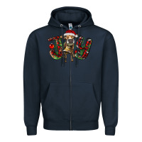 Navy christmas joy with heifer Zipper Hoodie - RanaPortraitStore