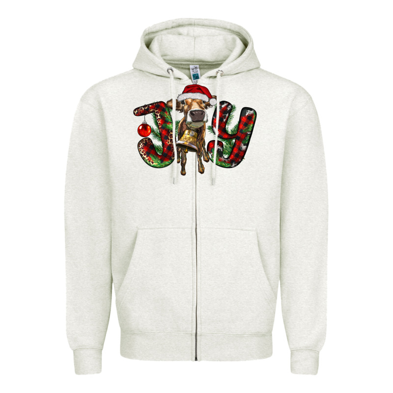 Christmas Joy With Heifer Zipper Hoodie by RanaPortraitStore | Teevron