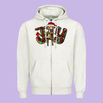 Christmas Joy With Heifer Zipper Hoodie Designed By Ranaportraitstore