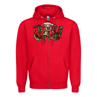 Red christmas joy with heifer Zipper Hoodie - RanaPortraitStore