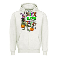 Oatmeal Heather trick rawr treat Zipper Hoodie - Zillion Design Studio