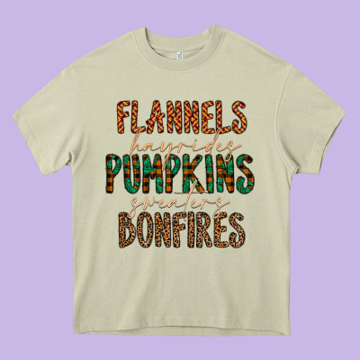 Flannels Hayrides Pumpkins Bonfires Heavy Core Tee Designed By Cowhidedigitalart