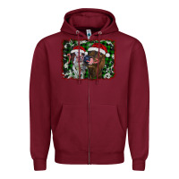 Burgundy christmas heifers Zipper Hoodie - RanaPortraitStore