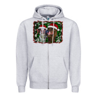 Heather Grey christmas heifers Zipper Hoodie - RanaPortraitStore