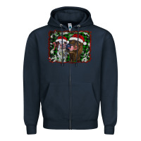 Navy christmas heifers Zipper Hoodie - RanaPortraitStore