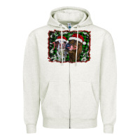 Oatmeal Heather christmas heifers Zipper Hoodie - RanaPortraitStore