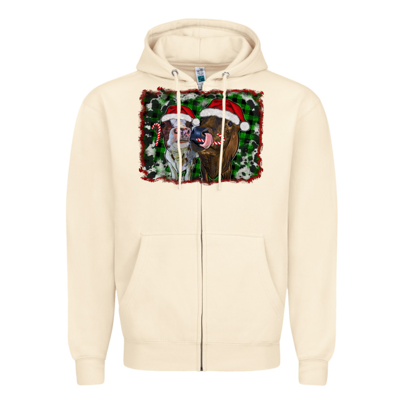 Christmas Heifers Zipper Hoodie by RanaPortraitStore | Teevron