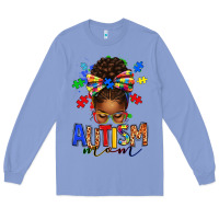 Autism Mom Afro Messy Bun Long Sleeve Tee | Teevron