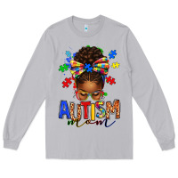 Moon Dust autism mom afro messy bun Long Sleeve Tee - texasbilliewilder