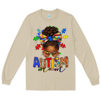 Mushroom autism mom afro messy bun Long Sleeve Tee - texasbilliewilder