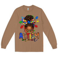 Toasted Coconut autism mom afro messy bun Long Sleeve Tee - texasbilliewilder