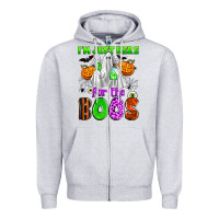Heather Grey i'm just here for the boos Zipper Hoodie - Zillion Design Studio