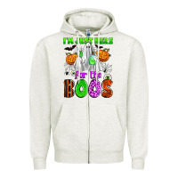 Oatmeal Heather i'm just here for the boos Zipper Hoodie - Zillion Design Studio