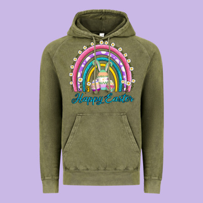 Easter Egg Bunny Rainbow Vintage Hoodie Designed By Adodesignshop