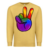 Antique Gold pride peace hand Premium Sweatshirt - JahusDesignShop