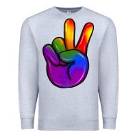 Heather Grey pride peace hand Premium Sweatshirt - JahusDesignShop