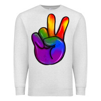 Oatmeal Heather pride peace hand Premium Sweatshirt - JahusDesignShop
