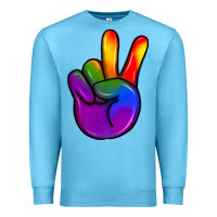 Ocean Blue pride peace hand Premium Sweatshirt - JahusDesignShop