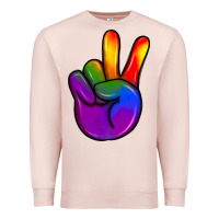Pale Pink pride peace hand Premium Sweatshirt - JahusDesignShop
