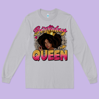 Birthday Queen Long Sleeve Tee Designed By Zillion Design Studio