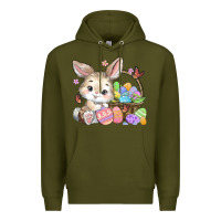 Army Green easter bunny Premium Hoodie - MaliasSmallBusiness