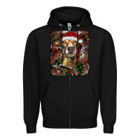 Black christmas heifer with leoard and cowhide Zipper Hoodie - RanaPortraitStore