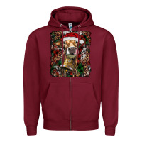 Burgundy christmas heifer with leoard and cowhide Zipper Hoodie - RanaPortraitStore