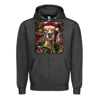 Charcoal Heather christmas heifer with leoard and cowhide Zipper Hoodie - RanaPortraitStore