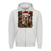 Dove Grey christmas heifer with leoard and cowhide Zipper Hoodie - RanaPortraitStore