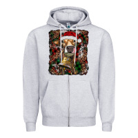 Heather Grey christmas heifer with leoard and cowhide Zipper Hoodie - RanaPortraitStore