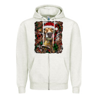 Oatmeal Heather christmas heifer with leoard and cowhide Zipper Hoodie - RanaPortraitStore