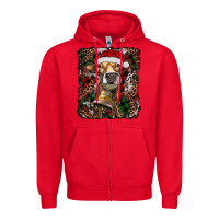 Red christmas heifer with leoard and cowhide Zipper Hoodie - RanaPortraitStore