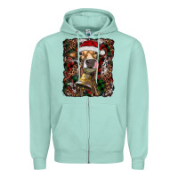 Seafoam christmas heifer with leoard and cowhide Zipper Hoodie - RanaPortraitStore
