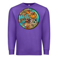 Purple hello pumpkin earrings Premium Sweatshirt - BundleAndBundleShop