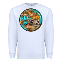 White hello pumpkin earrings Premium Sweatshirt - BundleAndBundleShop