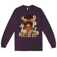 Plum believe praying afro messy bun Long Sleeve Tee - texasbilliewilder