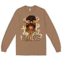 Toasted Coconut believe praying afro messy bun Long Sleeve Tee - texasbilliewilder